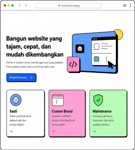 Tampilan website yang dibangun Fovea Technology